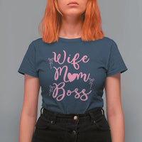 Funny Wife Mom Boss T Shirt For Women Girly Pink Bows Mothers Day Gift