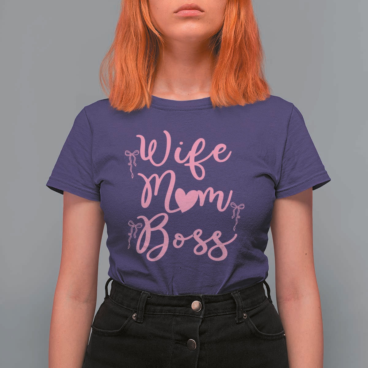 Funny Wife Mom Boss T Shirt For Women Girly Pink Bows Mothers Day Gift
