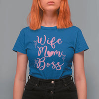 Funny Wife Mom Boss T Shirt For Women Girly Pink Bows Mothers Day Gift