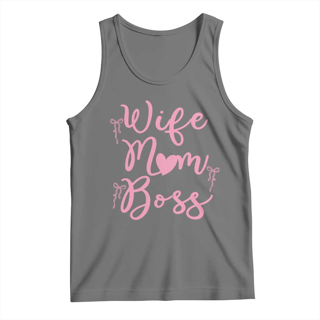 Funny Wife Mom Boss Tank Top Girly Pink Bows Mothers Day Gift