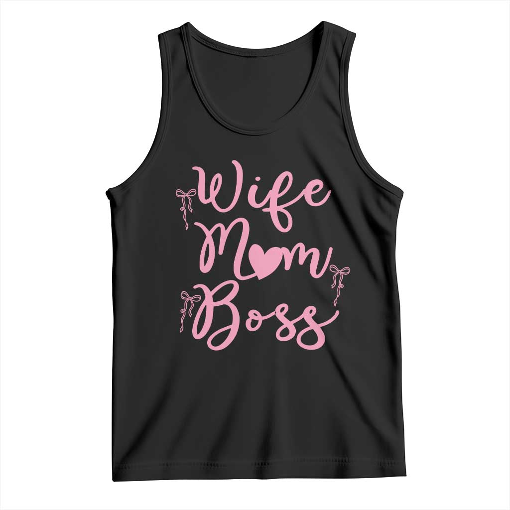Funny Wife Mom Boss Tank Top Girly Pink Bows Mothers Day Gift