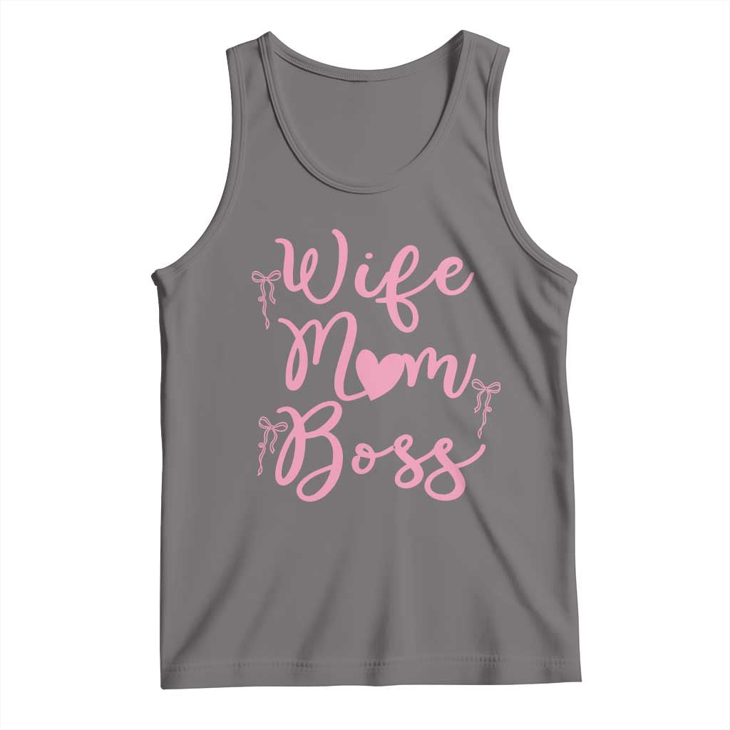 Funny Wife Mom Boss Tank Top Girly Pink Bows Mothers Day Gift