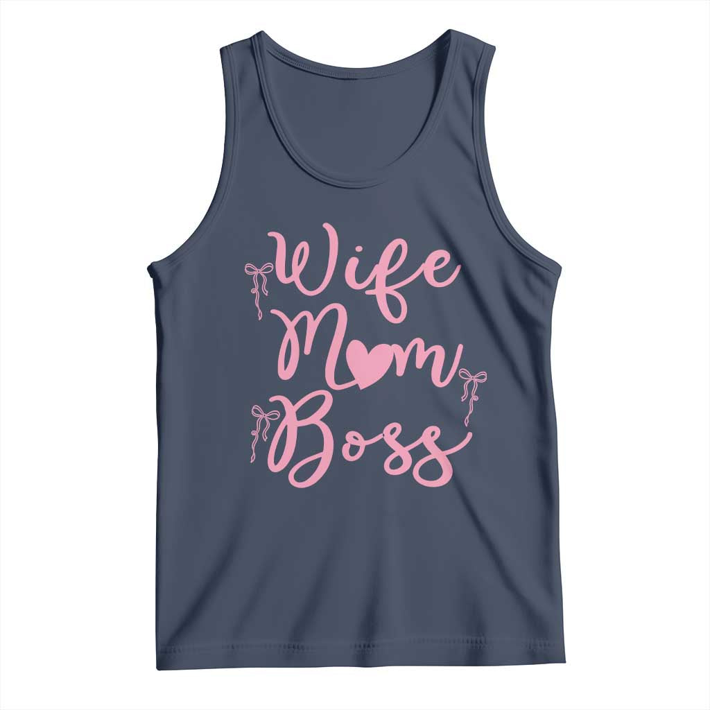 Funny Wife Mom Boss Tank Top Girly Pink Bows Mothers Day Gift