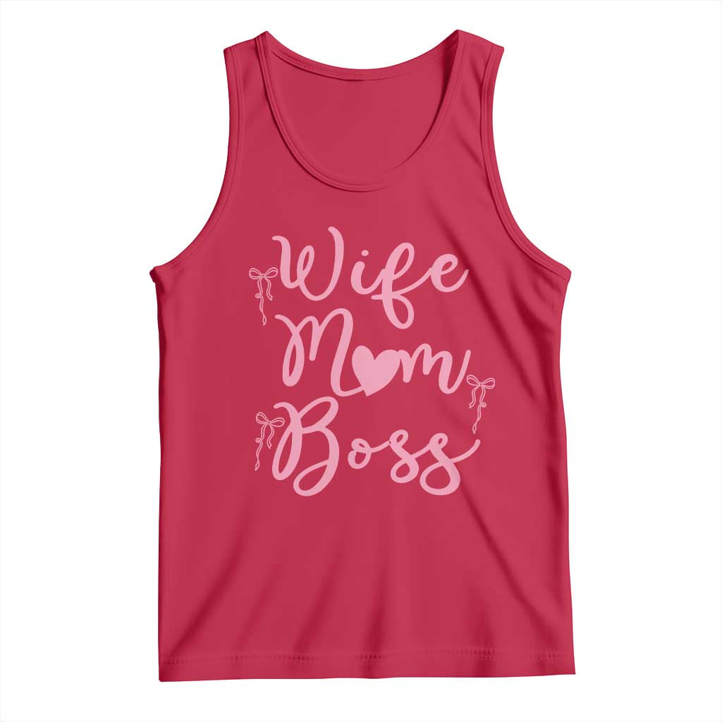 Funny Wife Mom Boss Tank Top Girly Pink Bows Mothers Day Gift