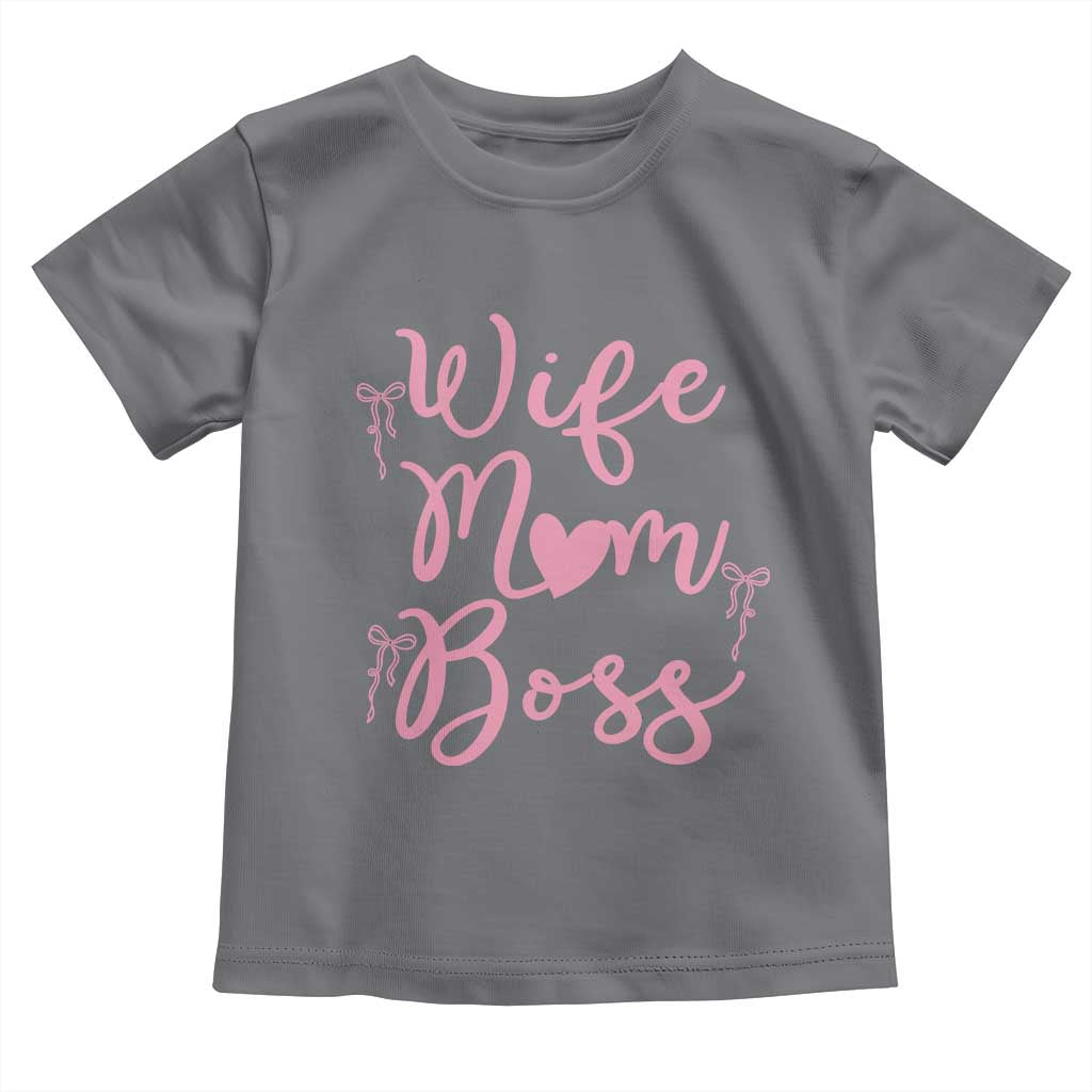Funny Wife Mom Boss Toddler T Shirt Girly Pink Bows Mothers Day Gift