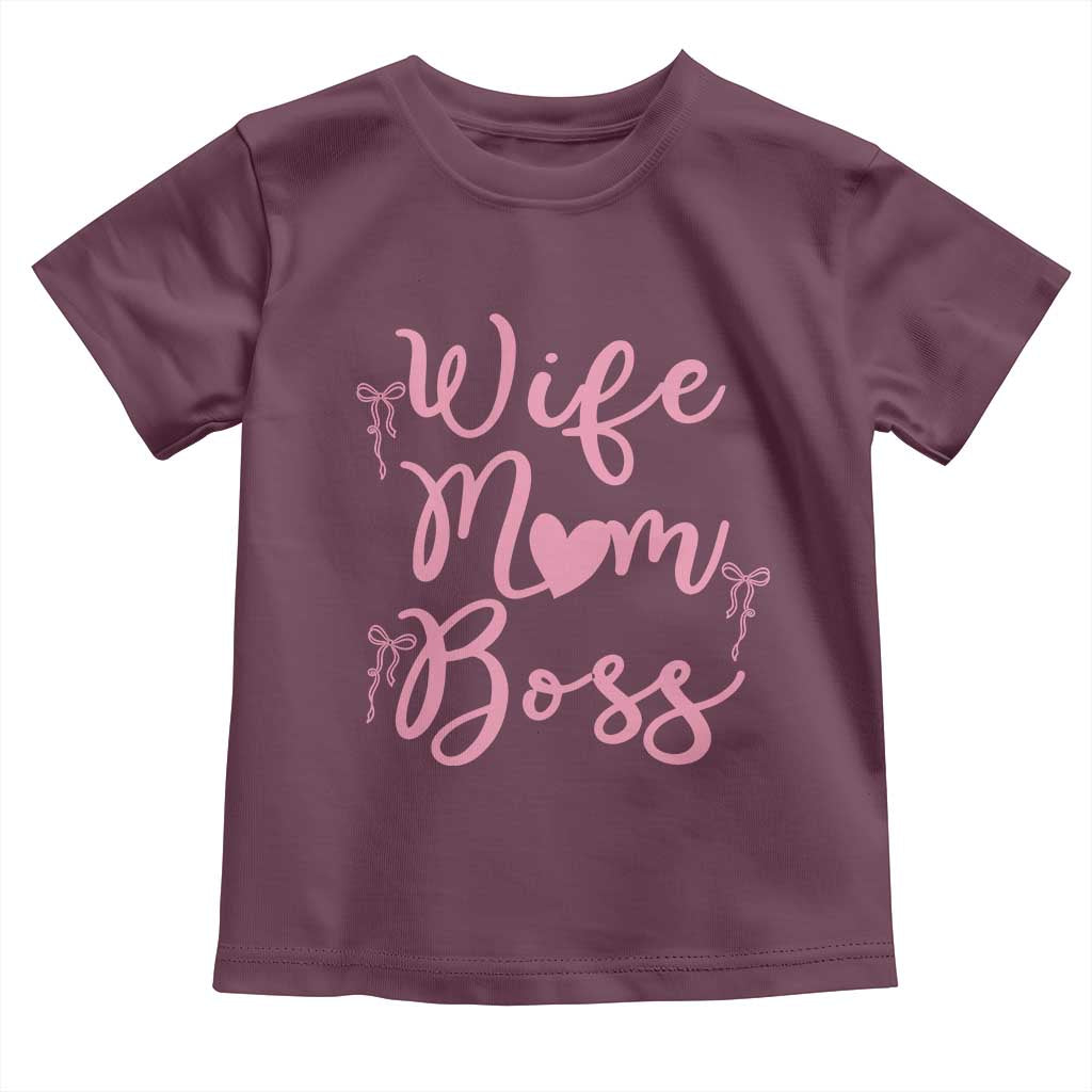 Funny Wife Mom Boss Toddler T Shirt Girly Pink Bows Mothers Day Gift