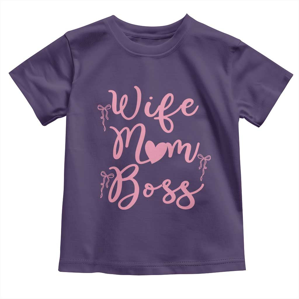 Funny Wife Mom Boss Toddler T Shirt Girly Pink Bows Mothers Day Gift