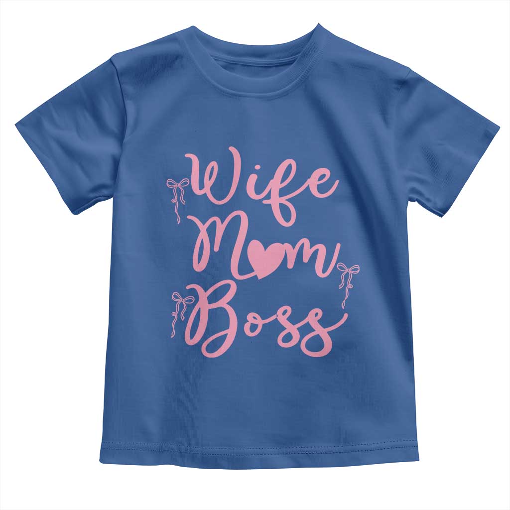 Funny Wife Mom Boss Toddler T Shirt Girly Pink Bows Mothers Day Gift