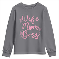 Funny Wife Mom Boss Youth Sweatshirt Girly Pink Bows Mothers Day Gift