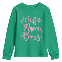Funny Wife Mom Boss Youth Sweatshirt Girly Pink Bows Mothers Day Gift