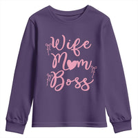 Funny Wife Mom Boss Youth Sweatshirt Girly Pink Bows Mothers Day Gift