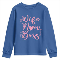 Funny Wife Mom Boss Youth Sweatshirt Girly Pink Bows Mothers Day Gift