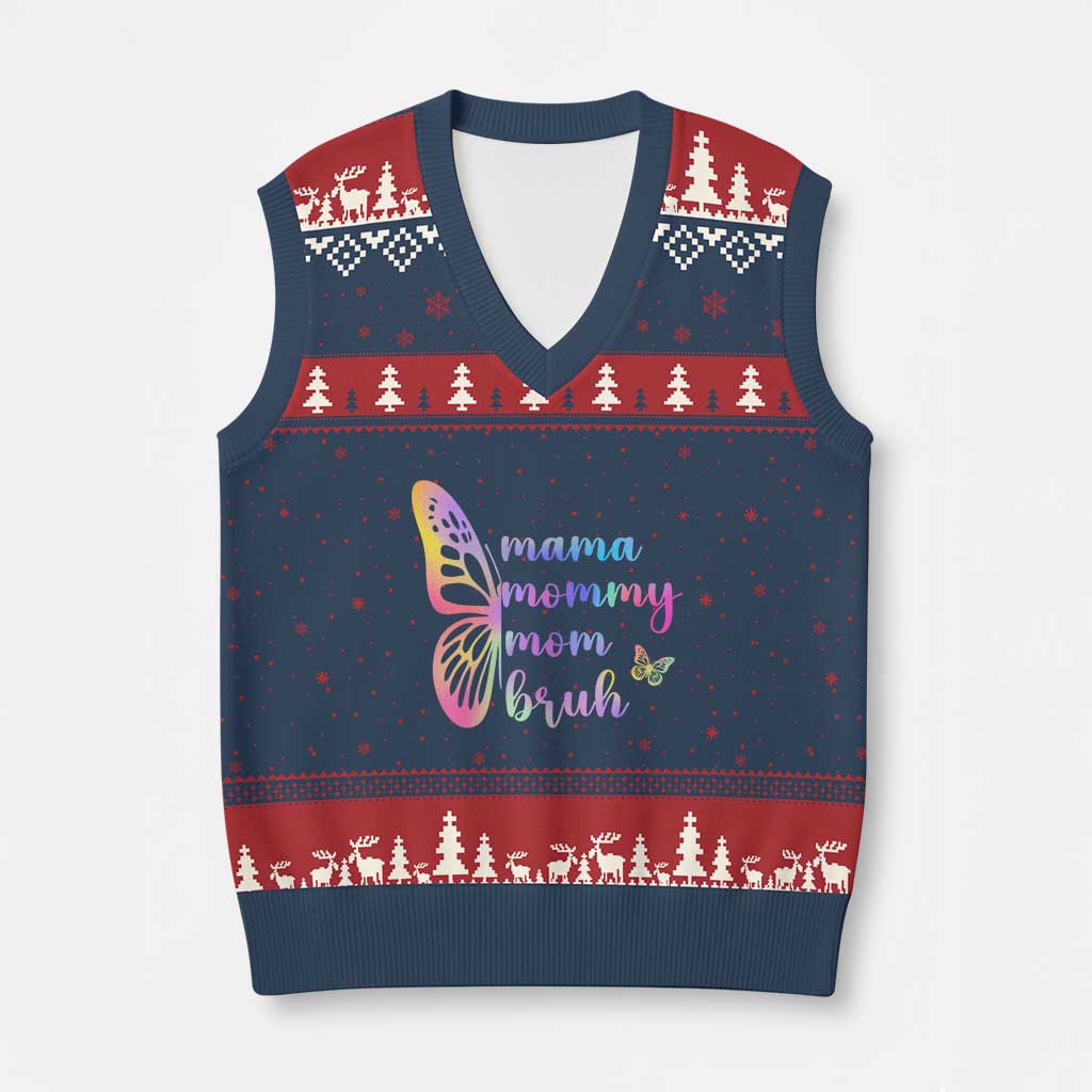 Funny Mom Saying Gift V-Neck Knit Sweater Vest Mama Mommy Mom Bruh