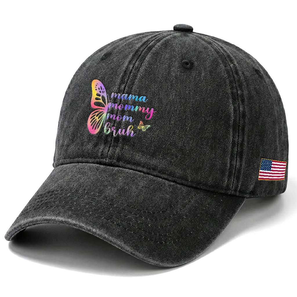 Funny Mom Saying Gift Washed Cotton Baseball Cap Mama Mommy Mom Bruh