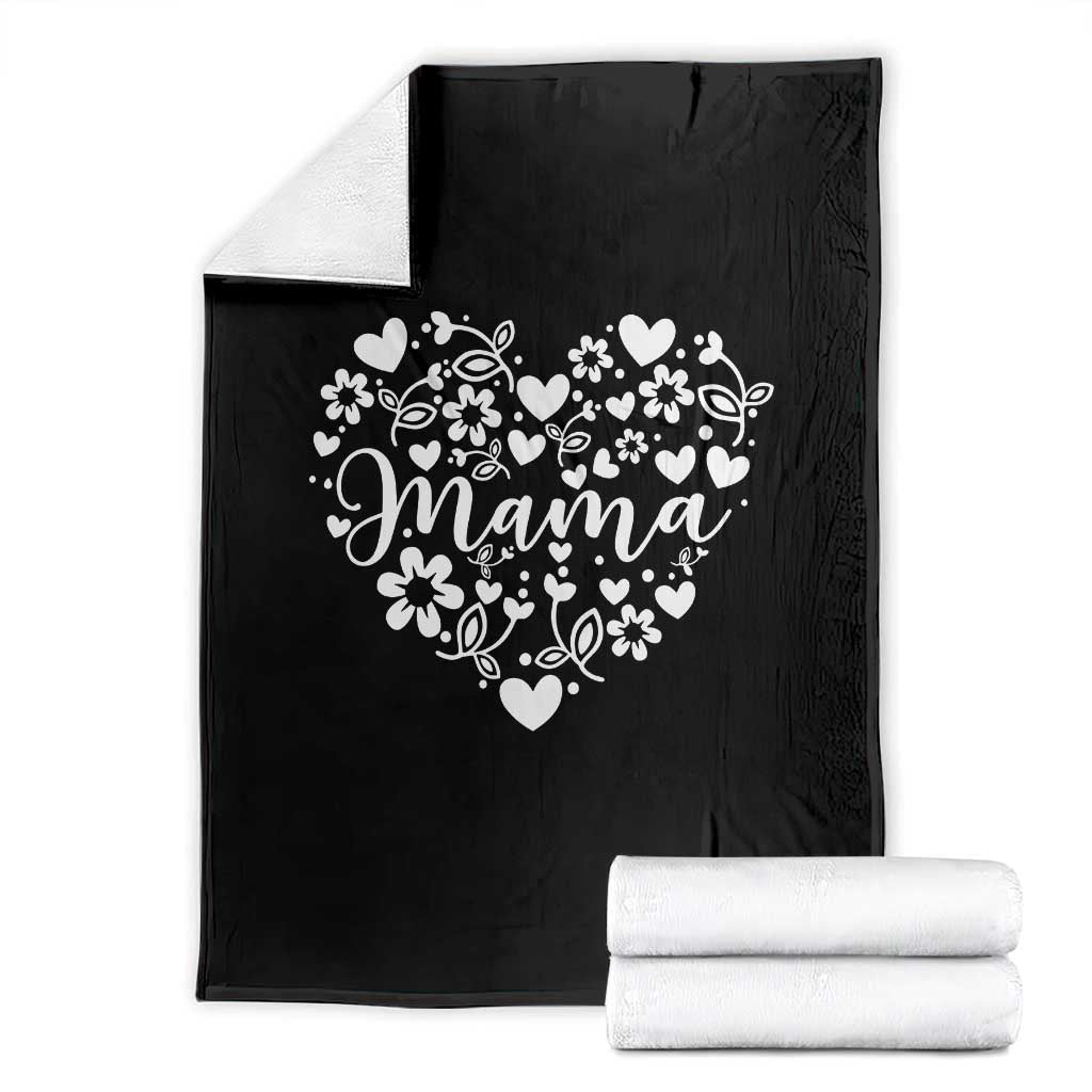 Floral Mama Heart Graphic Throw Blanket Mothers Day Flower Gift