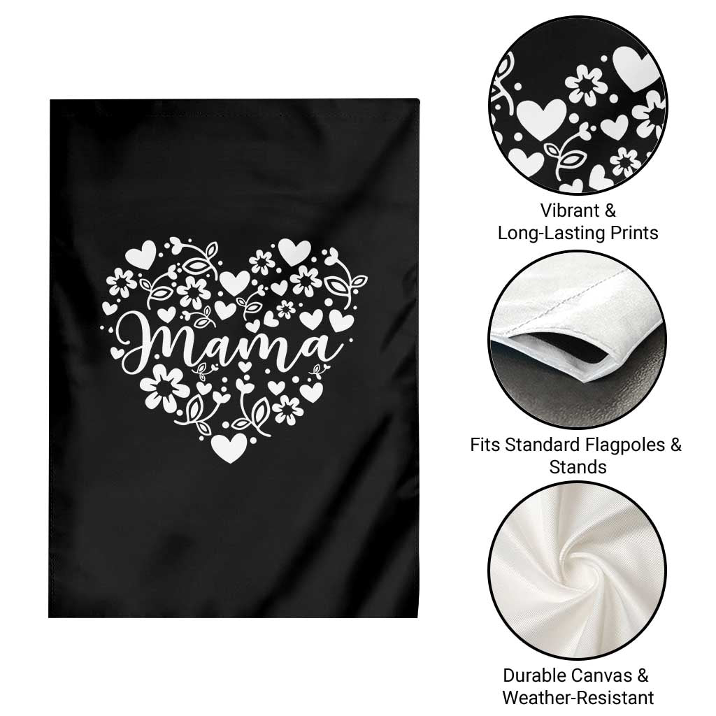 Floral Mama Heart Graphic Garden Flag Mothers Day Flower Gift
