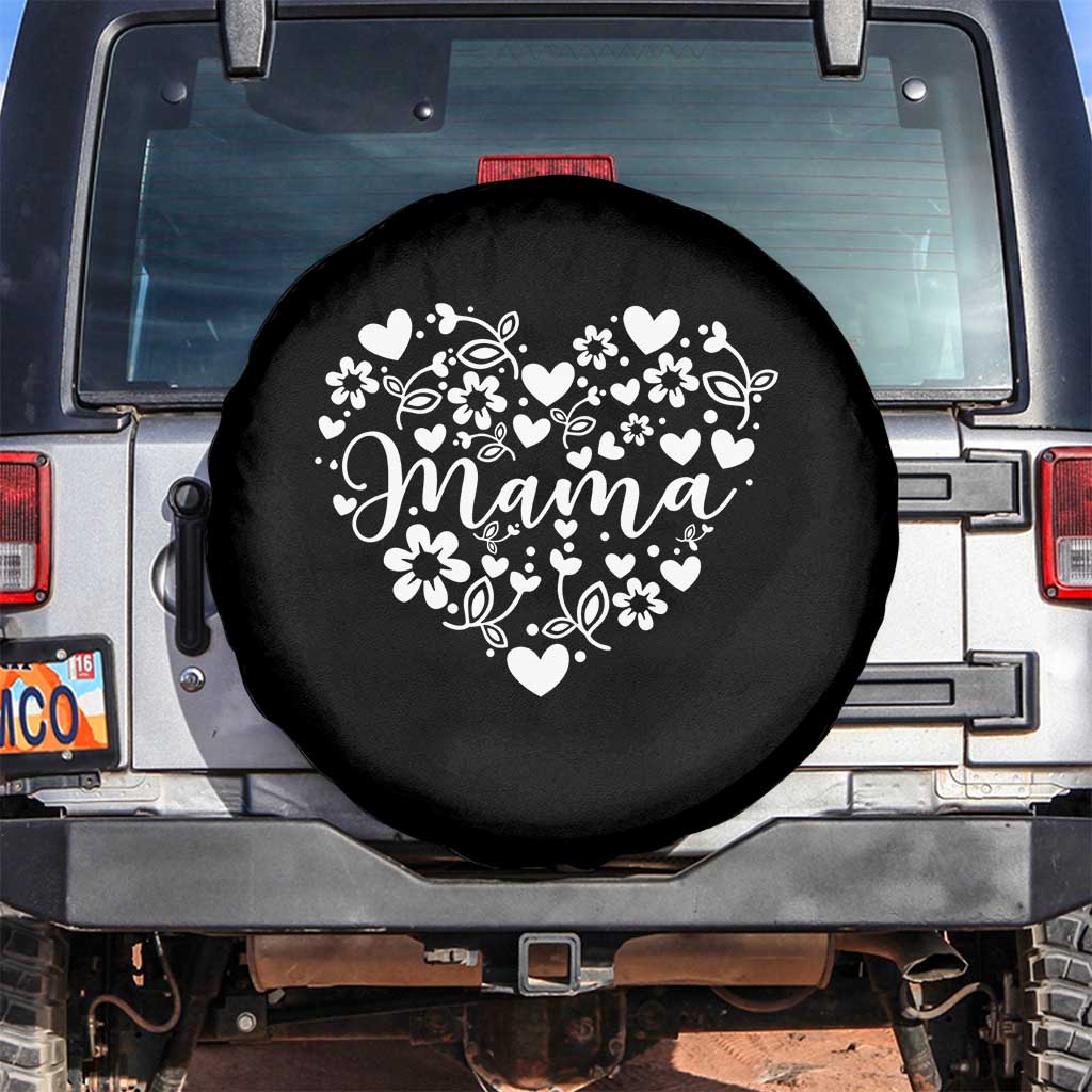 Floral Mama Heart Graphic Spare Tire Cover Mothers Day Flower Gift
