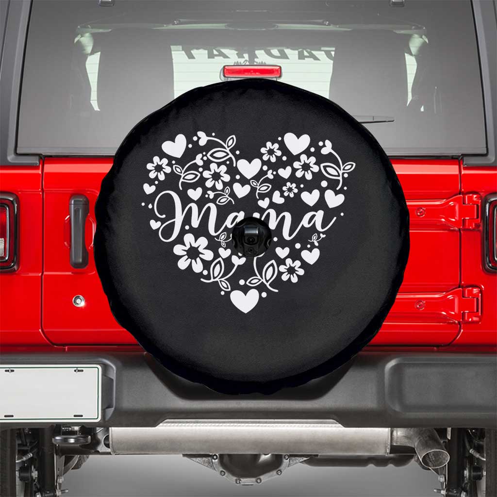 Floral Mama Heart Graphic Spare Tire Cover Mothers Day Flower Gift