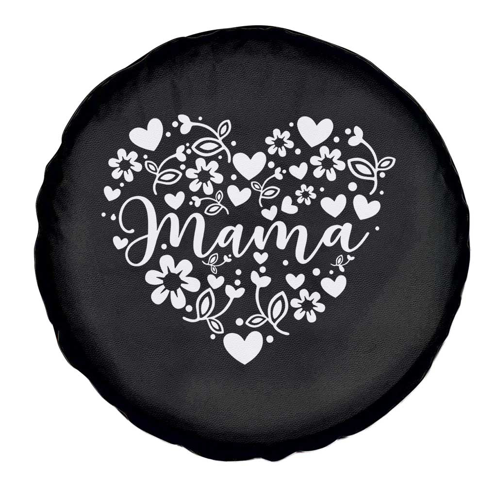 Floral Mama Heart Graphic Spare Tire Cover Mothers Day Flower Gift