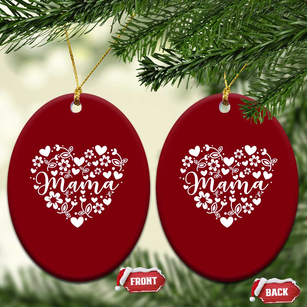 Floral Mama Heart Graphic Ceramic Ornament Mothers Day Flower Gift