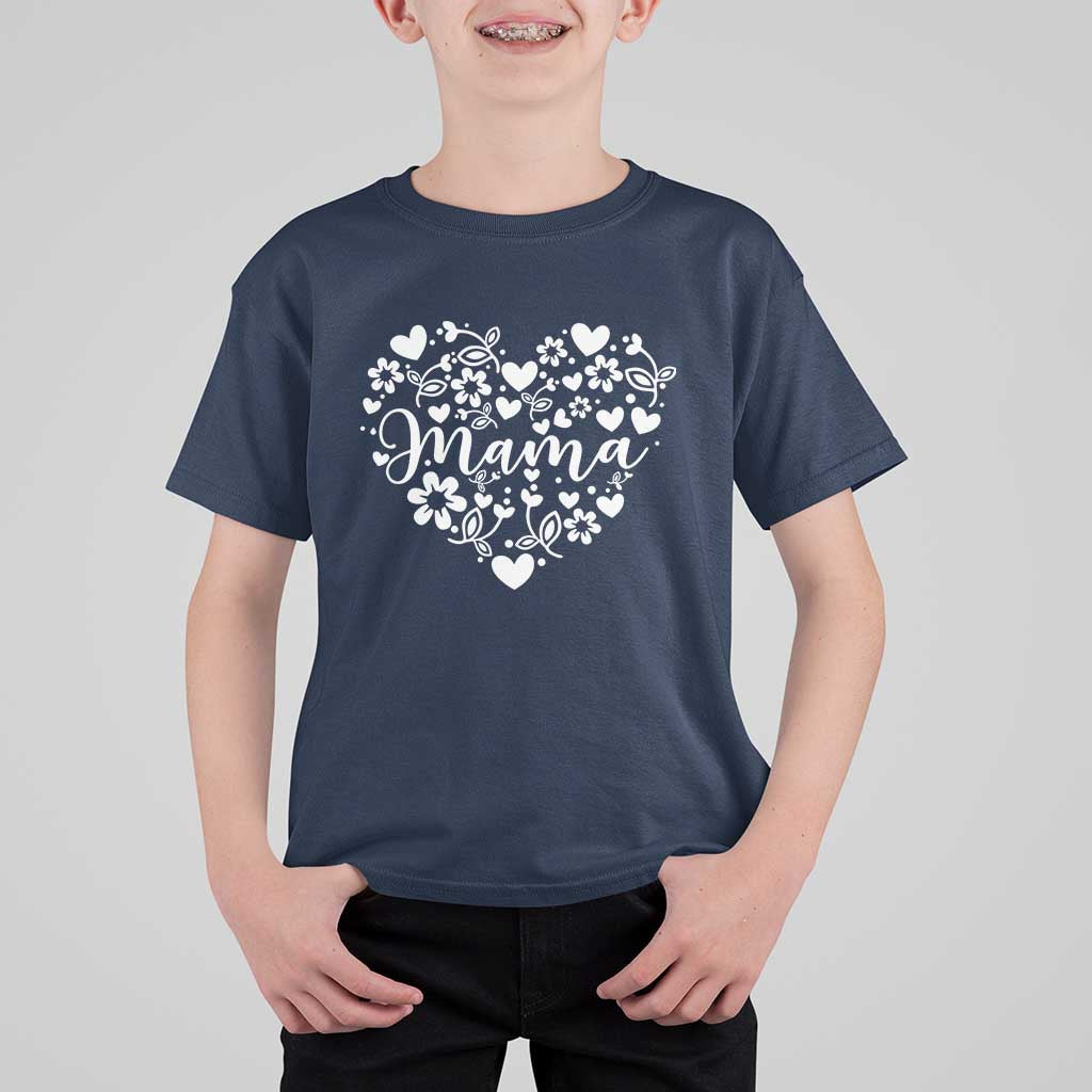 Floral Mama Heart Graphic T Shirt For Kid Mothers Day Flower Gift