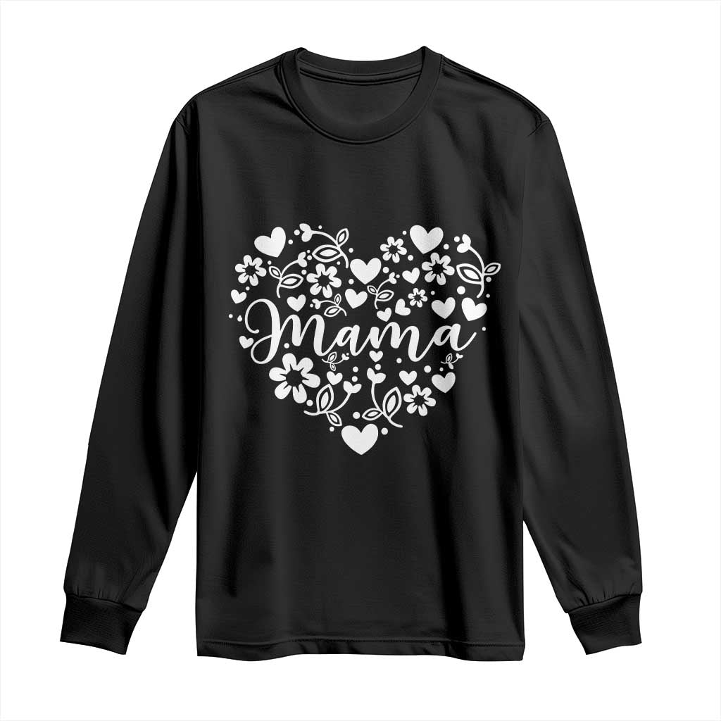 Floral Mama Heart Graphic Long Sleeve Shirt Mothers Day Flower Gift