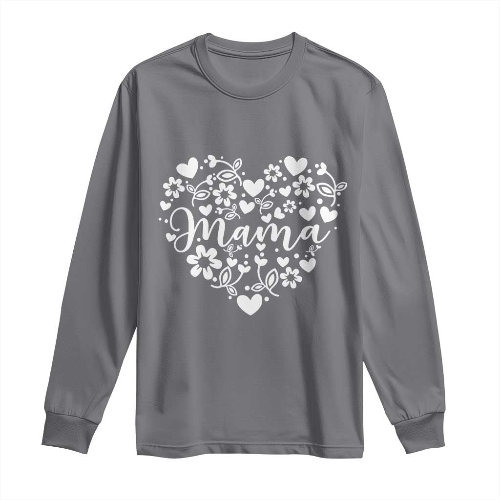 Floral Mama Heart Graphic Long Sleeve Shirt Mothers Day Flower Gift