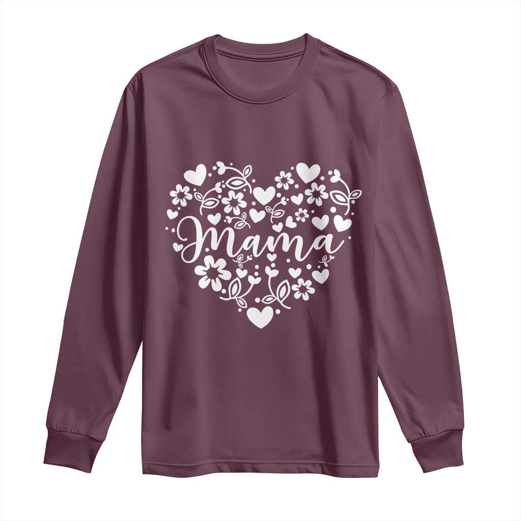 Floral Mama Heart Graphic Long Sleeve Shirt Mothers Day Flower Gift