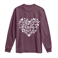 Floral Mama Heart Graphic Long Sleeve Shirt Mothers Day Flower Gift