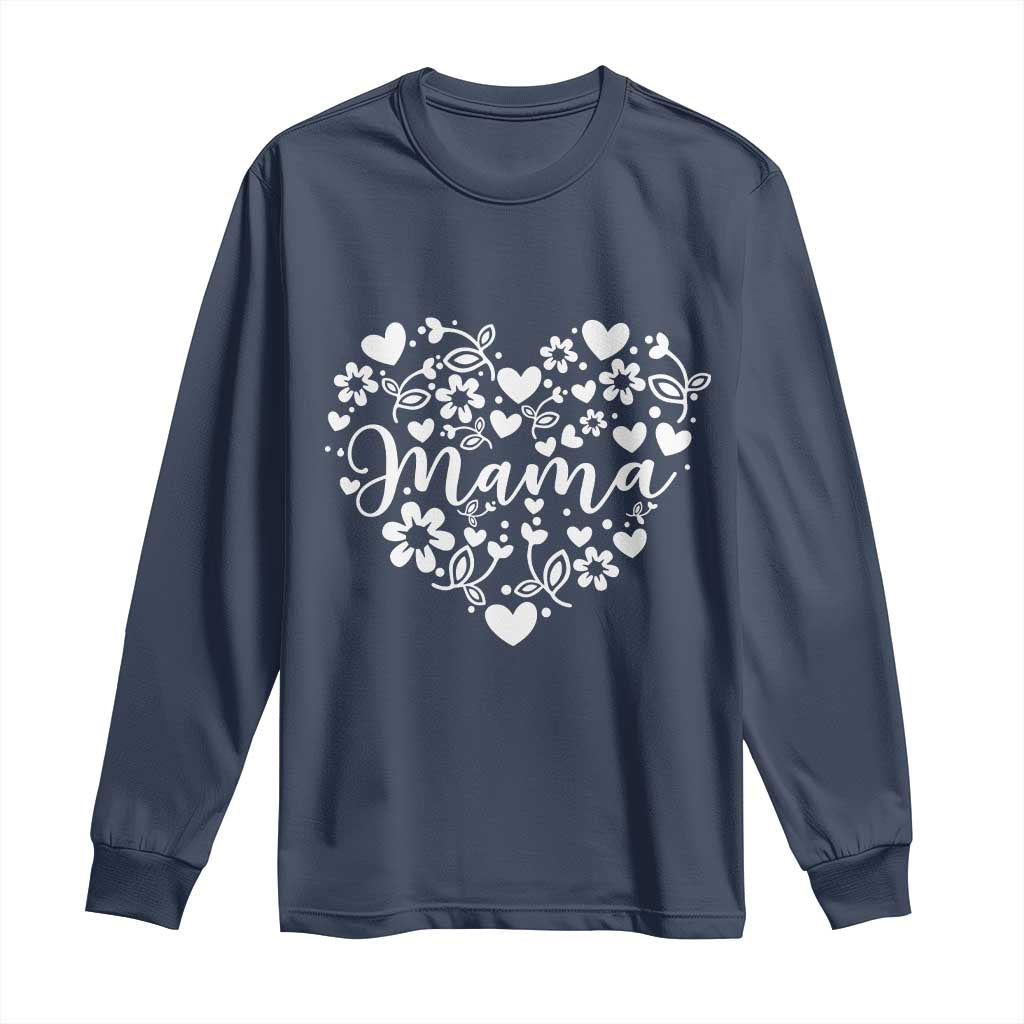 Floral Mama Heart Graphic Long Sleeve Shirt Mothers Day Flower Gift