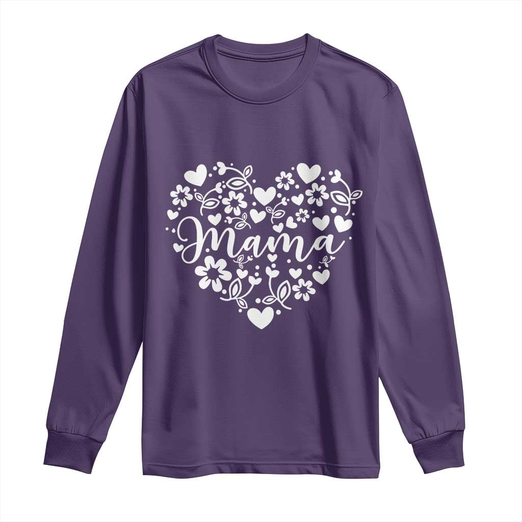 Floral Mama Heart Graphic Long Sleeve Shirt Mothers Day Flower Gift
