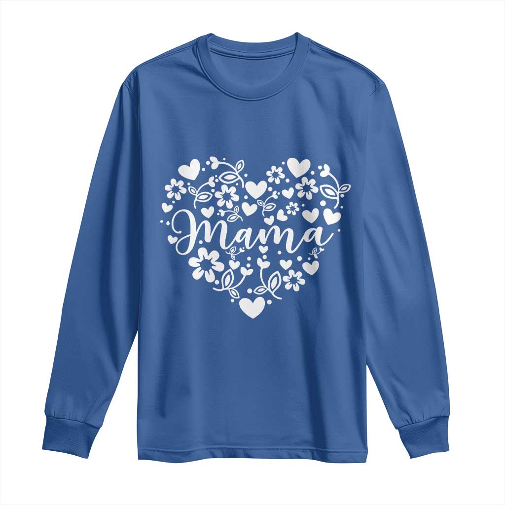 Floral Mama Heart Graphic Long Sleeve Shirt Mothers Day Flower Gift
