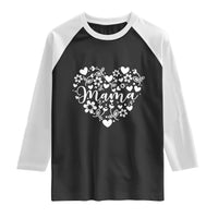 Floral Mama Heart Graphic Raglan Shirt Mothers Day Flower Gift