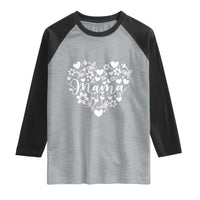 Floral Mama Heart Graphic Raglan Shirt Mothers Day Flower Gift