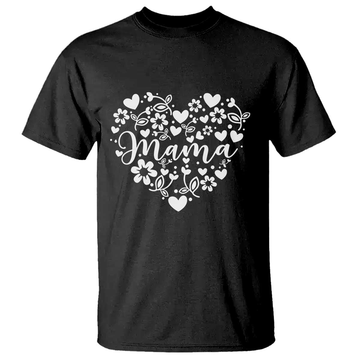 Floral Mama Heart Graphic T Shirt Mothers Day Flower Gift