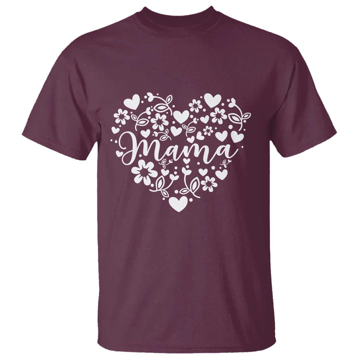 Floral Mama Heart Graphic T Shirt Mothers Day Flower Gift