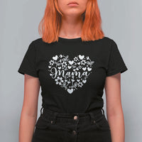 Floral Mama Heart Graphic T Shirt For Women Mothers Day Flower Gift