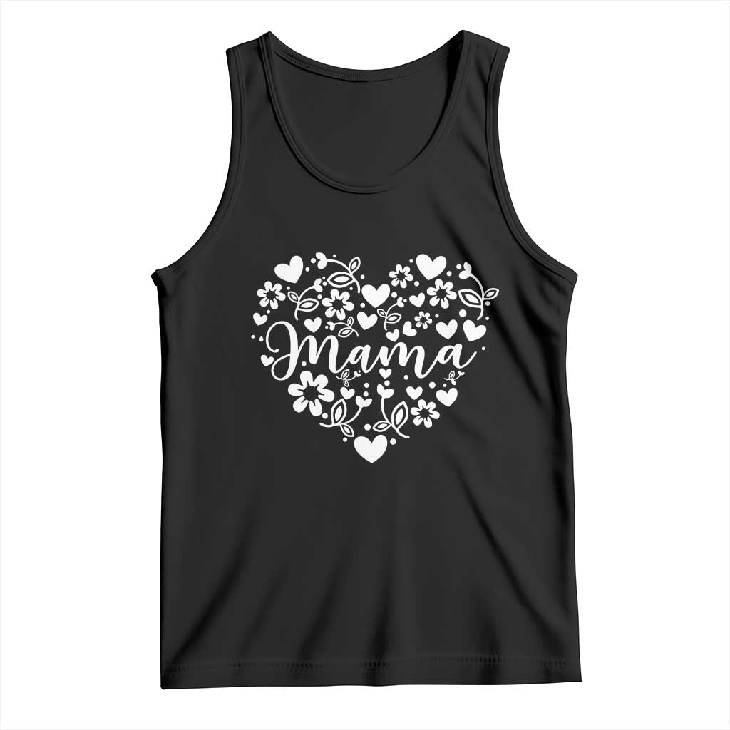 Floral Mama Heart Graphic Tank Top Mothers Day Flower Gift
