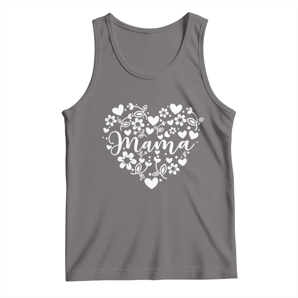 Floral Mama Heart Graphic Tank Top Mothers Day Flower Gift