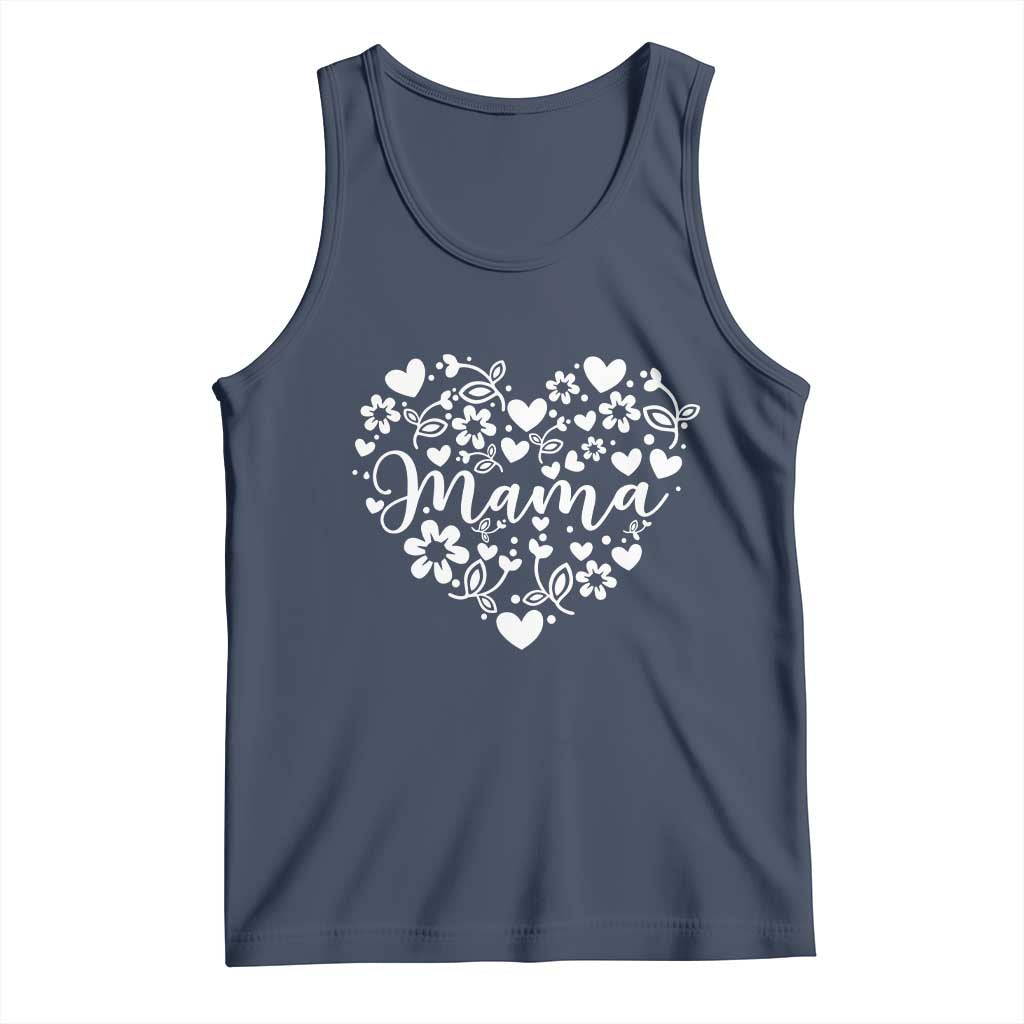 Floral Mama Heart Graphic Tank Top Mothers Day Flower Gift