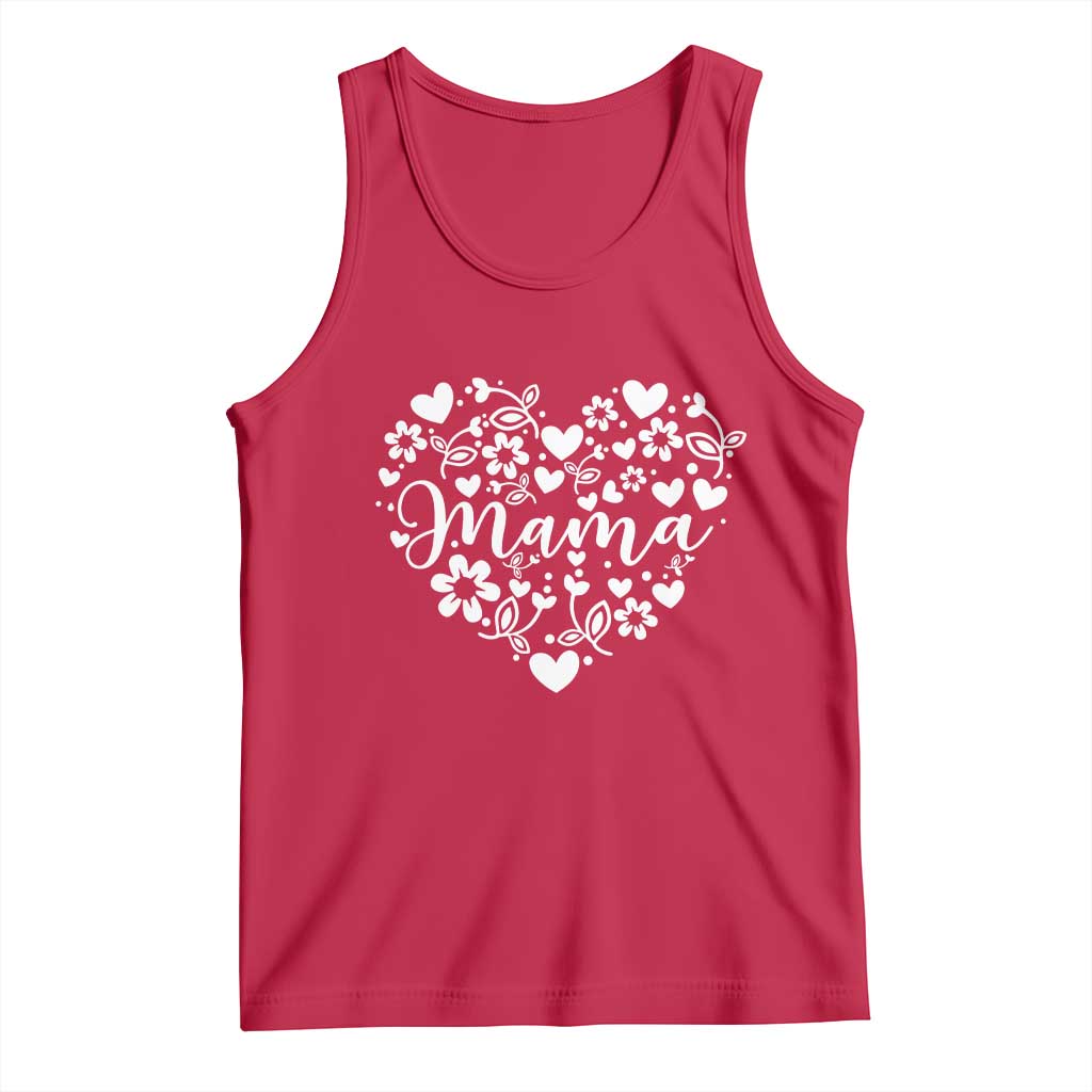 Floral Mama Heart Graphic Tank Top Mothers Day Flower Gift