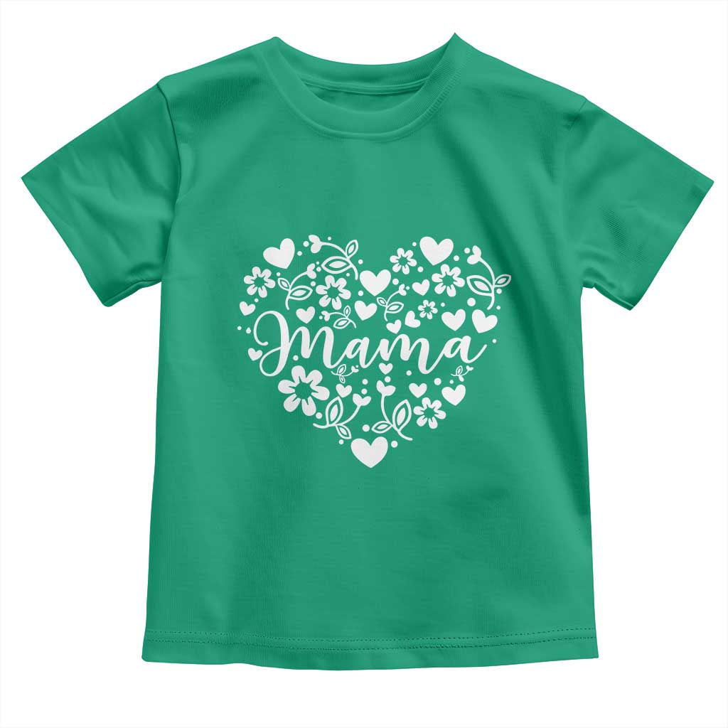 Floral Mama Heart Graphic Toddler T Shirt Mothers Day Flower Gift