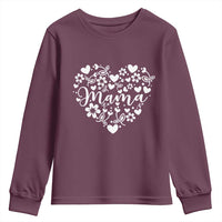 Floral Mama Heart Graphic Youth Sweatshirt Mothers Day Flower Gift