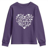 Floral Mama Heart Graphic Youth Sweatshirt Mothers Day Flower Gift
