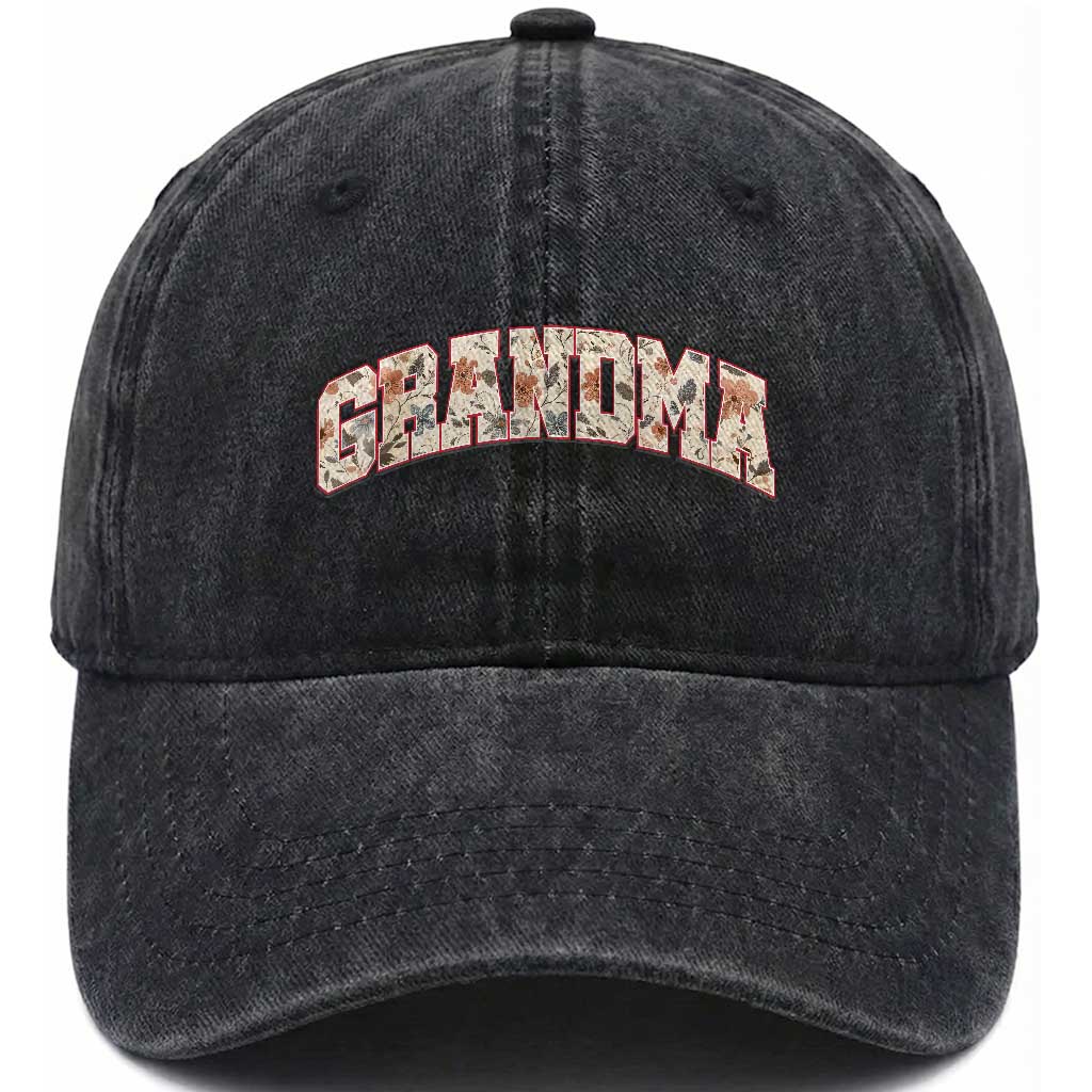 Vintage Floral Grandma Washed Cotton Baseball Cap Mothers Day Gift Idea