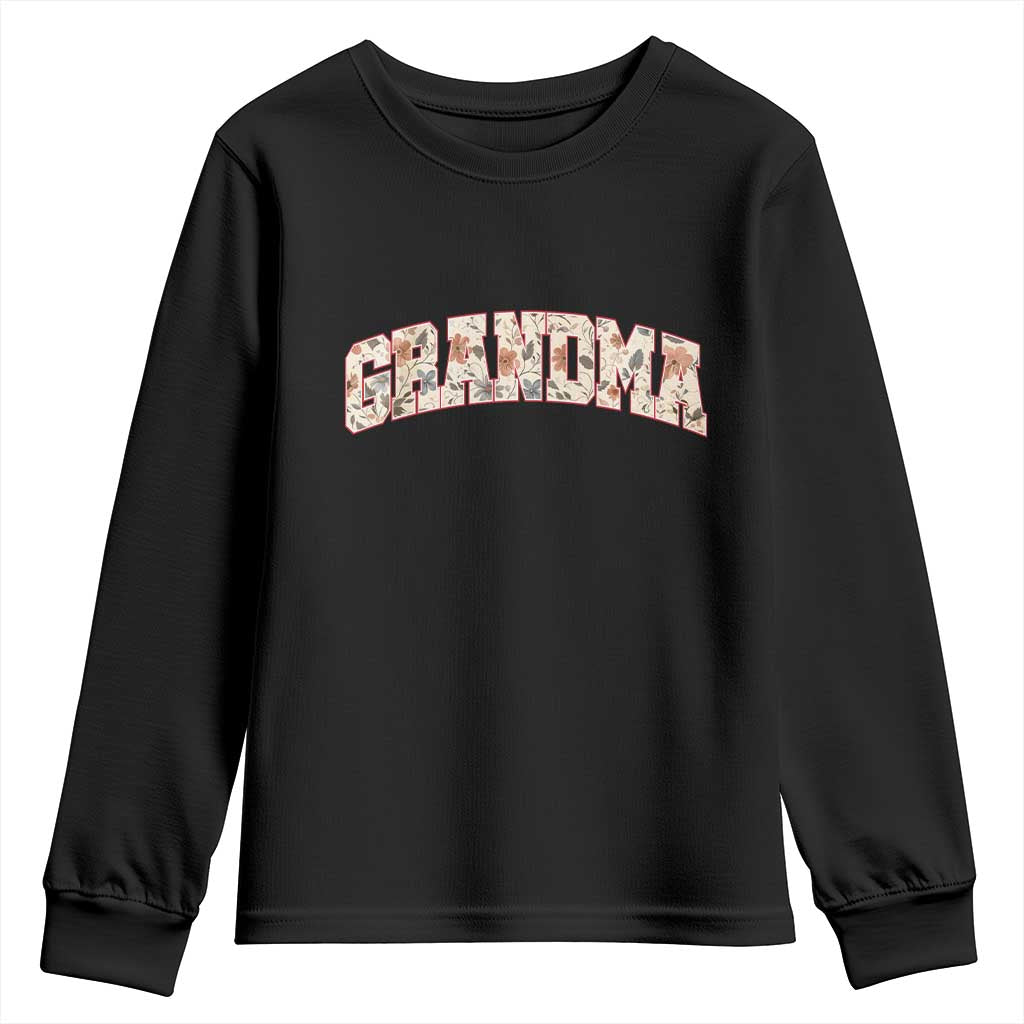 Vintage Floral Grandma Youth Sweatshirt Mothers Day Gift Idea