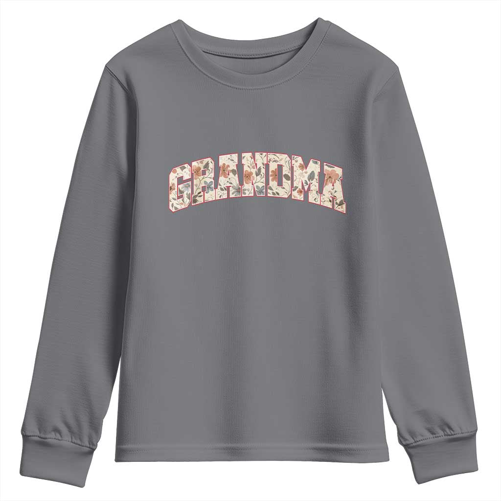 Vintage Floral Grandma Youth Sweatshirt Mothers Day Gift Idea