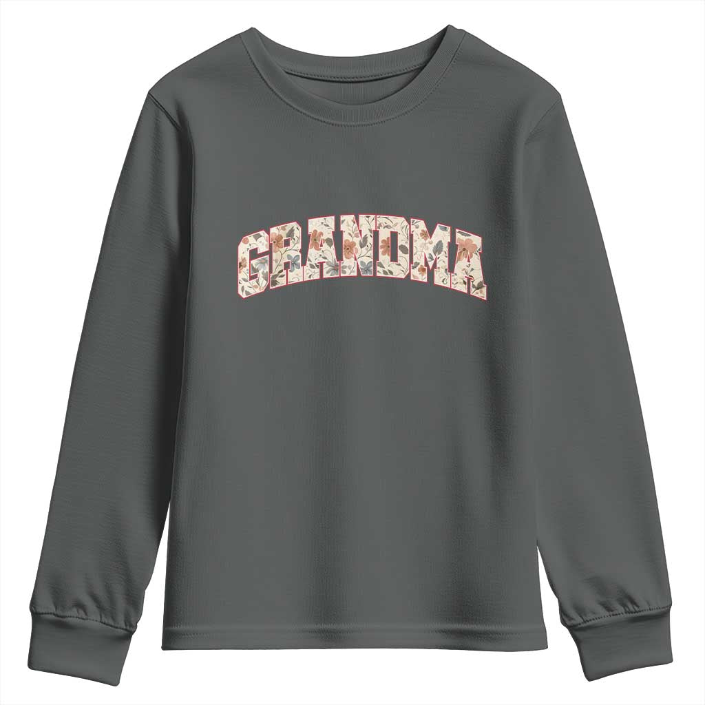 Vintage Floral Grandma Youth Sweatshirt Mothers Day Gift Idea