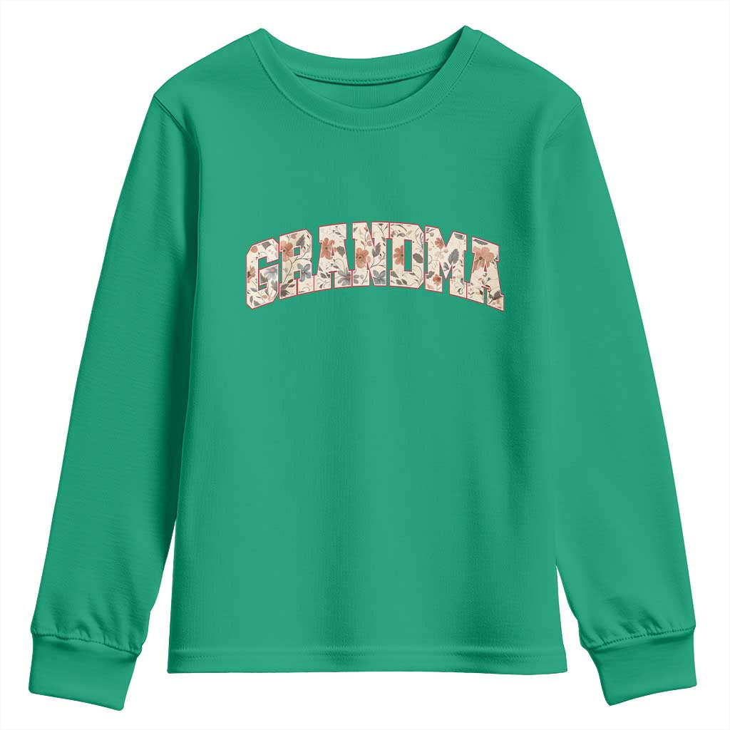 Vintage Floral Grandma Youth Sweatshirt Mothers Day Gift Idea