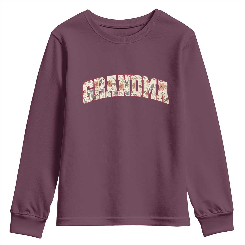 Vintage Floral Grandma Youth Sweatshirt Mothers Day Gift Idea